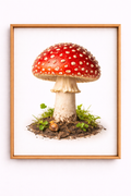 Wood finish mushie 3/5 artwork with a bamboo frame